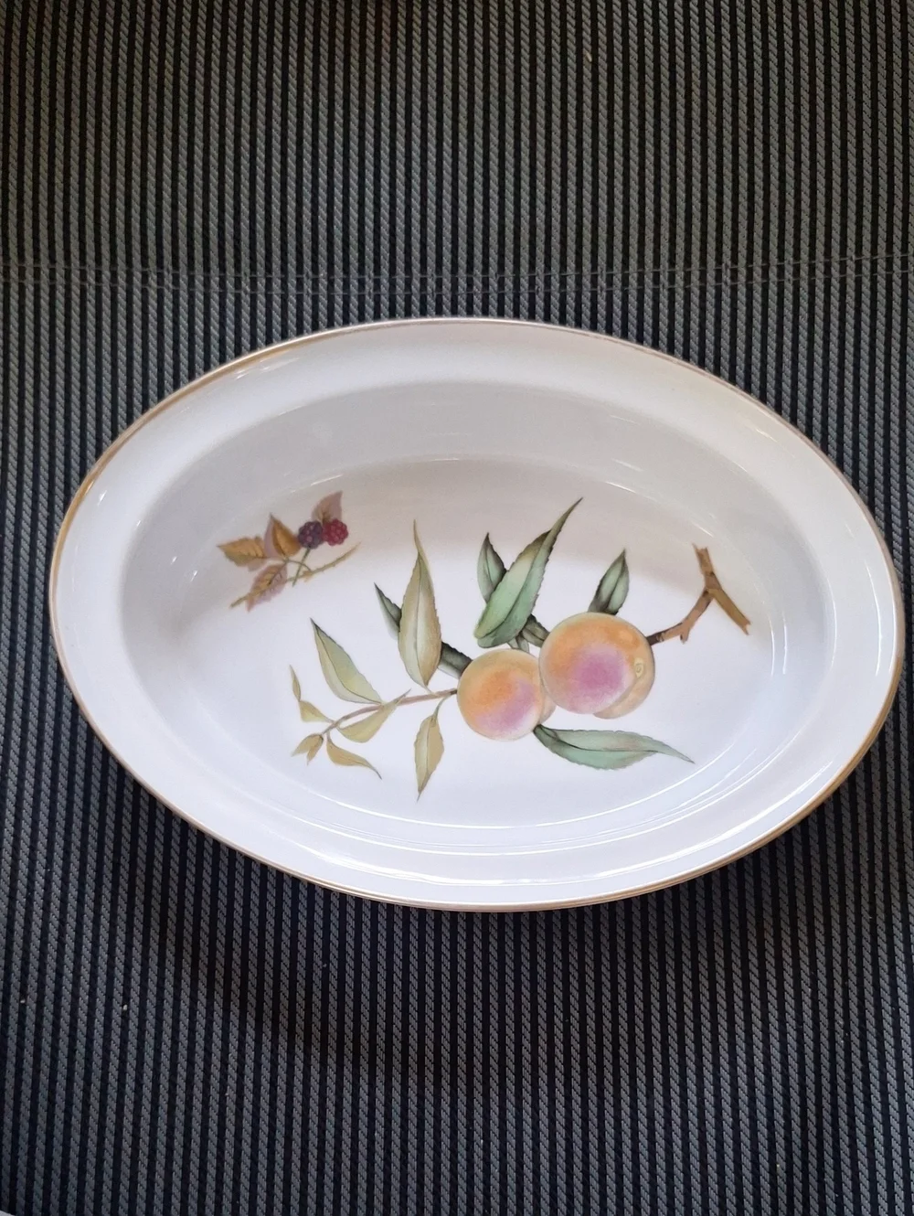 Vintage Royal Worcester Evesham Gold Oval Fruit Pattern Platter 1961